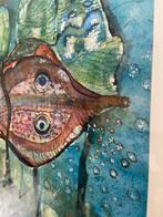 Prachtige aquarel vis in water. Dromerig. Zie alle foto’s., Antiek en Kunst, Kunst | Schilderijen | Modern, Ophalen