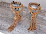 2 glazen vazen met waxinelichthouder, Overige kleuren, Ophalen of Verzenden, Minder dan 50 cm, Glas