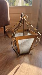 Vintage Gouden Hanglamp met Glas, Ophalen of Verzenden