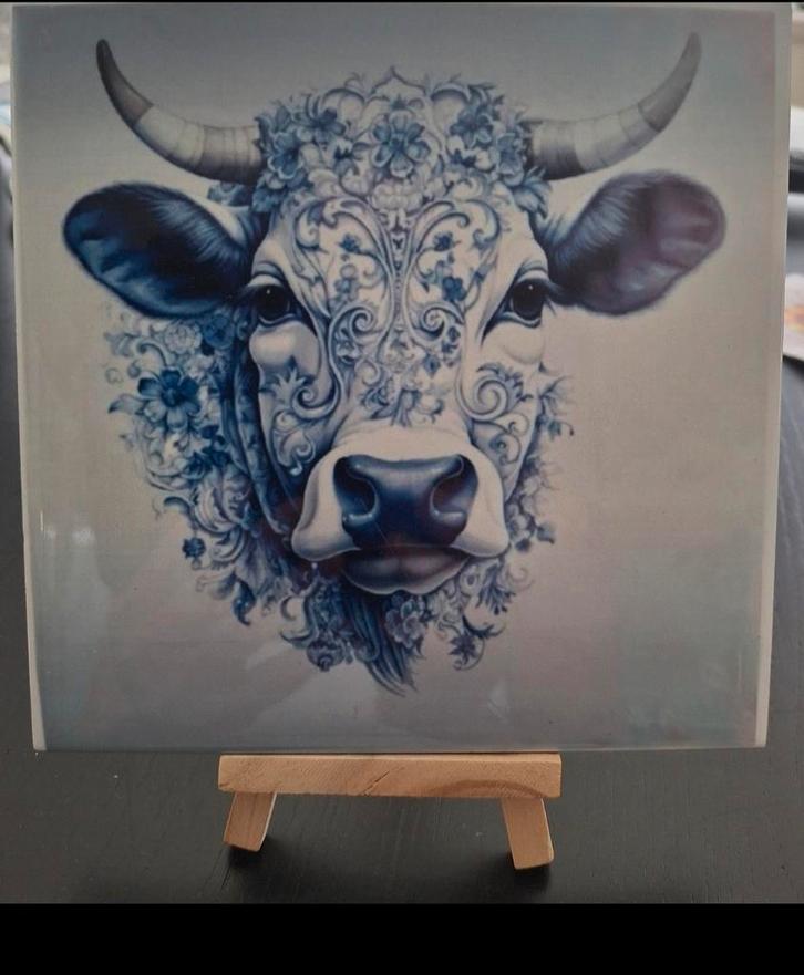 Keramische tegel decoratie - Koe, Antiek en Kunst, Antiek | Wandborden en Tegels, Verzenden