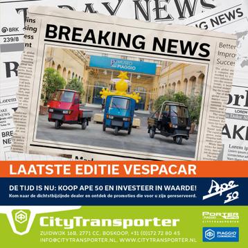 Piaggio Ape50, NIEUW en uit voorraad leverbaar beschikbaar voor biedingen