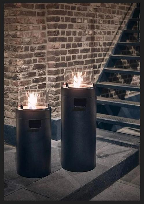 Vuurtafel-zuil met ingebouwde LED verlichting en glasombouw, Tuin en Terras, Vuurtafels, Nieuw, Ophalen