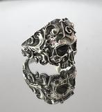 Zilveren vrijmetselaar schedel ring, Sieraden, Tassen en Uiterlijk, Ringen, 19 tot 20, Nieuw, Ophalen of Verzenden, Dame of Heer