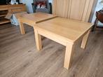 Twee blank eiken salontafels., Ophalen, 50 tot 100 cm, Vierkant, 50 tot 100 cm
