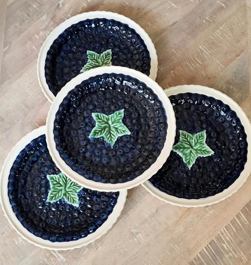 Vintage blueberry gebaksbordjes 4 stuks, Antiek en Kunst, Antiek | Servies los, Ophalen of Verzenden