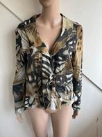 Marc Cain blouse blouse-on maat N3 = 38 bruin beige zwart, Maat 38/40 (M), Marc Cain, Bruin, Ophalen of Verzenden