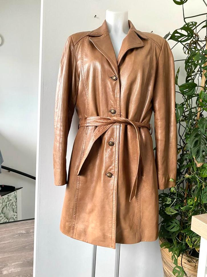 Soepele leren bruine jas SAKI Maat 40 TRENCH COAT, Kleding | Dames, Jassen | Zomer, Zo goed als nieuw, Maat 38/40 (M), Bruin, Ophalen of Verzenden
