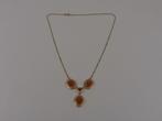 Gouden choker met bloedkoraal                            G12, Sieraden, Tassen en Uiterlijk, Kettingen, Gebruikt, ., Ophalen of Verzenden