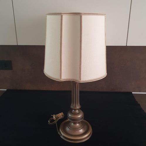 Vintage - Tafellamp - Messing - Stoffen Kap - Herda -*., Huis en Inrichting, Lampen | Tafellampen, Gebruikt, 50 tot 75 cm, Metaal