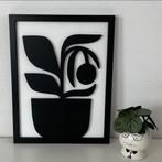 Schilderij van hout "plant in pot" - maat: 43 X 33 cm., Minder dan 50 cm, Oorspronkelijke maker, Nieuw, Ophalen of Verzenden