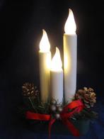 Kerststukje met kaarsen; sfeerlicht., Ophalen of Verzenden