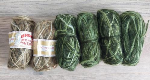 200 gram mohair garen nieuw groen bruin, Hobby en Vrije tijd, Breien en Haken, Nieuw, Breien of Haken, Wol of Garen, Ophalen of Verzenden