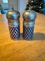 Peper en zout stel met kobalt blauw glas, Antiek en Kunst, Antiek | Keukenbenodigdheden, Ophalen of Verzenden