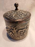 Verzilverd theebusje., Antiek en Kunst, Antiek | Goud en Zilver, Ophalen of Verzenden, Zilver