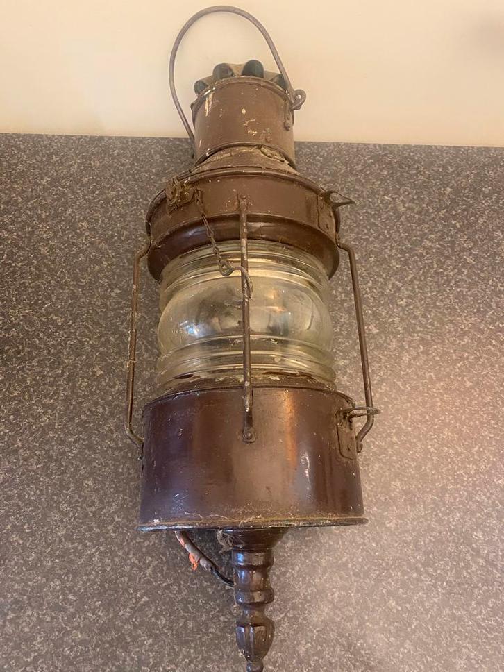 Vintage Ankerlicht Scheepslantaarn ( bewerkt )., Antiek en Kunst, Antiek | Lampen, Ophalen of Verzenden