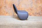 ZGANieuw blauwe leren Leolux Sella design fauteuil, Leolux, Leolux, Design, 75 tot 100 cm