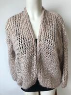 Kiro by kim handgebreid wollig openvallend vest onesize, Beige, Maat 42/44 (L), Nieuw, Ophalen of Verzenden