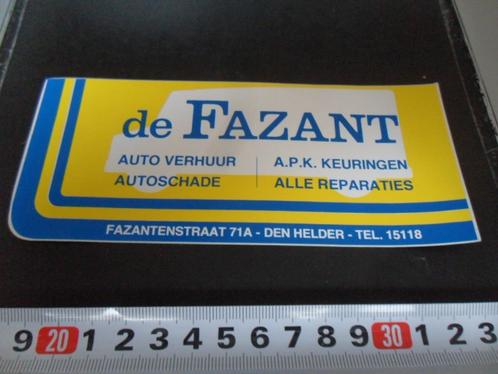 stickers Den Helder de Fazant auto verhuur autoschade, Verzamelen, Stickers, Zo goed als nieuw, Overige typen, Ophalen