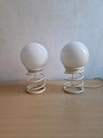 2x vintage tafellamp spiraalveer met bol - spage age design, Ophalen of Verzenden, Zo goed als nieuw, Minder dan 50 cm