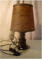 Mooie Oud Houten Tafellamp met retro Kap - 35cm, Huis en Inrichting, Lampen | Tafellampen, Ophalen of Verzenden, Zo goed als nieuw