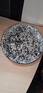 Emaille Onderzetbord Zwart-Wit Print Ø40cm, Ophalen