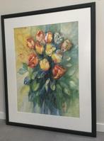 Kleurrijk schilderij tulpen aquarel, Ophalen of Verzenden