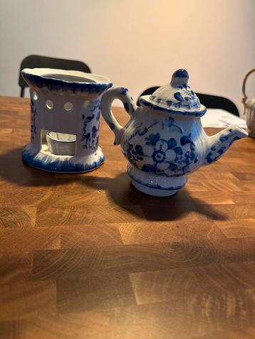 Antieke Delfts Blauw Theepot Waxinelichthouder beschikbaar voor biedingen