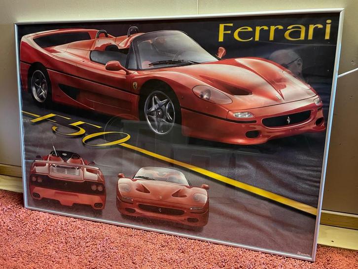 Ferrari posters, Verzamelen, Posters, Gebruikt, Sport, A1 t/m A3, Rechthoekig Liggend, Met lijst, Ophalen of Verzenden