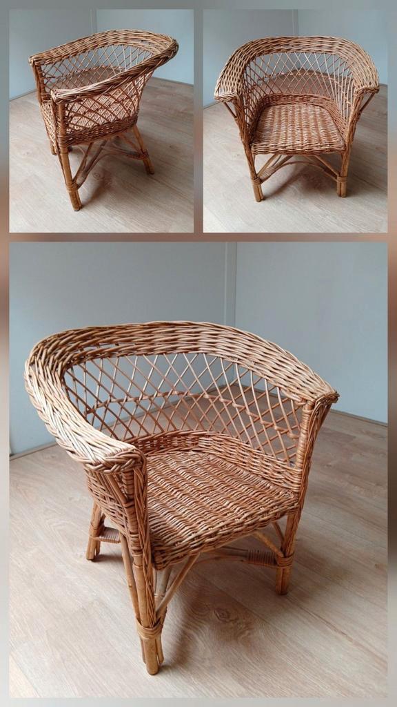 Vintage Rotan Kinderstoel, Antiek en Kunst, Antiek | Meubels | Stoelen en Banken, Ophalen