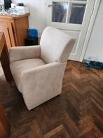 6 eetkamerstoelen met wieltjes, licht beige,opengewerkt leer, Ophalen, Zo goed als nieuw, Overige kleuren, Leer