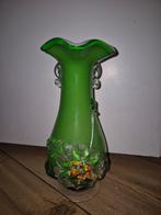 Murano Vaas - Groen met Bloemdecoratie, Huis en Inrichting, Woonaccessoires | Vazen, Ophalen of Verzenden, Minder dan 50 cm, Groen