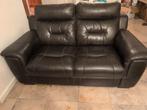 ZSM weg! Donkerbruine leren 2-zitsbank, Huis en Inrichting, Banken | Bankstellen, Ophalen, Gebruikt, 150 tot 200 cm, Tweepersoons