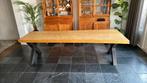 Boomstam tafel 280x95 met x- profiel poten, Huis en Inrichting, 200 cm of meer, Rechthoekig, Zo goed als nieuw, Ophalen