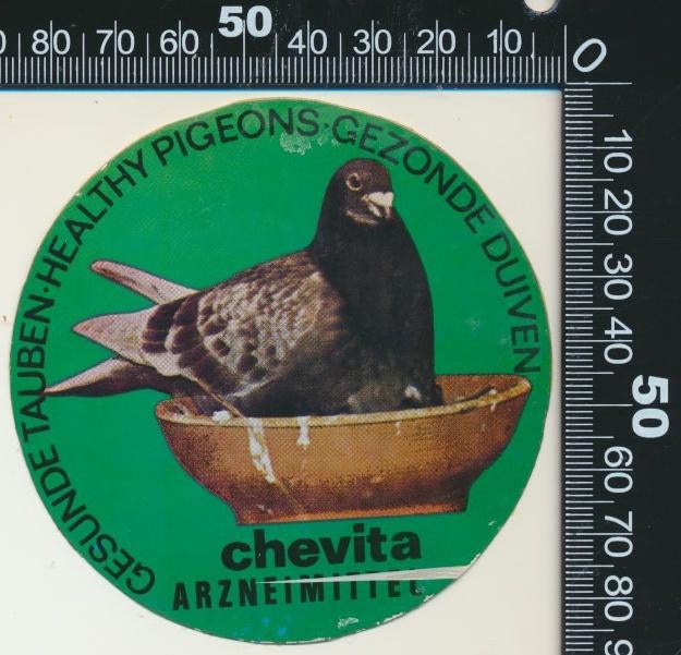 Sticker: Chevita Arzneimittel - Gezonde Duiven, Ophalen of Verzenden, Zo goed als nieuw, Dier en Natuur