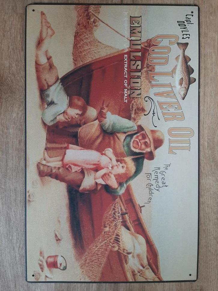 Vintage Doyle's Levertraan metalen Reclamebord, Antiek en Kunst, Antiek | Wandborden en Tegels, Ophalen of Verzenden