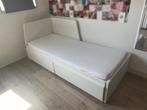 Ikea flekke bed uitschuifbaar inclusief matrassen, 160 cm, Gebruikt, Wit, Hout