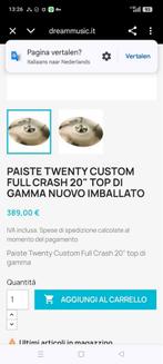 Paste Twenty
Costum Collection
Full Ride 22" Cymbal., Drums of Percussie, Ophalen of Verzenden