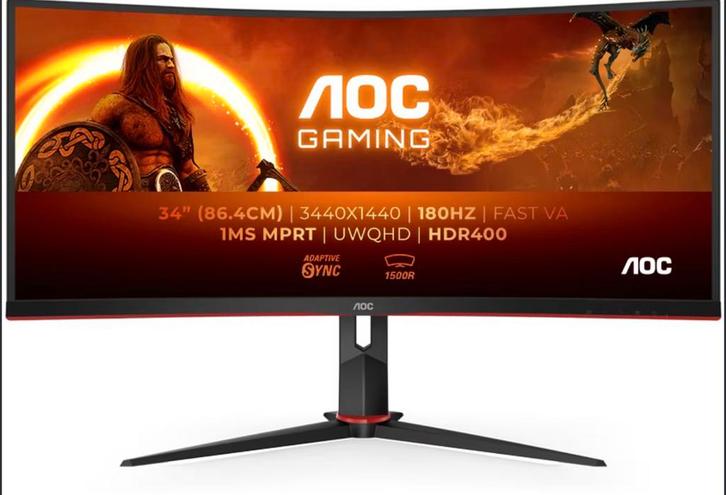 AOC CU34G2XP/BK, Computers en Software, Monitoren, Zo goed als nieuw, 101 t/m 150 Hz, DisplayPort, HDMI, Gaming, Hoofdtelefoonaansluiting