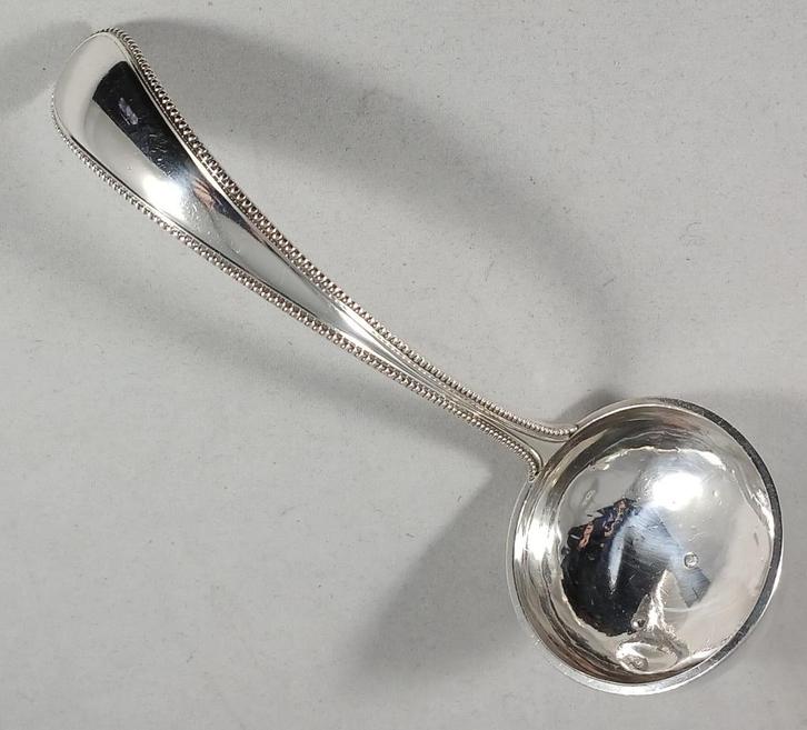 Zilveren juslepel parelrand antiek 835 zilver, Antiek en Kunst, Antiek | Goud en Zilver, Zilver, Ophalen of Verzenden