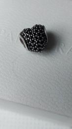 Originele Pandora 791052 zilveren bedel hartje zwarte zir, Pandora, Ophalen of Verzenden, Zo goed als nieuw, 1 bedel