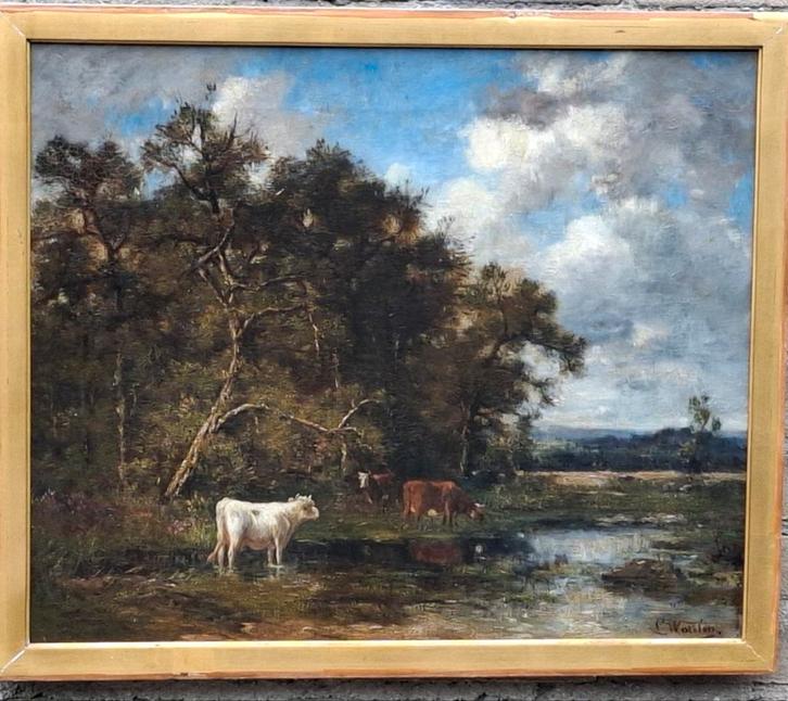 WATELIN (1837-1907). Frankrijk.  59/50 cm. * Zie tekst., Antiek en Kunst, Kunst | Schilderijen | Klassiek, Ophalen