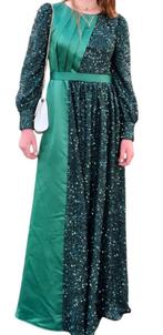 Groene gala jurk avond jurk satijn met lovertjes maat L / 40, Kleding | Dames, Gelegenheidskleding, Maat 38/40 (M), Galajurk, Ophalen of Verzenden