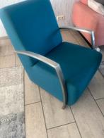 Blauwe Fauteuil met Metalen Armleuningen, Huis en Inrichting, Ophalen, Gebruikt, Minder dan 75 cm, Metaal