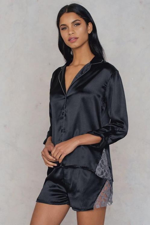 Rut&Circle lingerie vlotte glans blouse mt S KOOPJE, Kleding | Dames, Ondergoed en Lingerie, Nachtkleding, Zwart, Ophalen of Verzenden