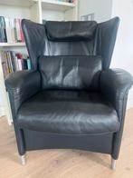 DeSede DS23 zwart leren design fauteuil met DeSede hocker., Huis en Inrichting, Fauteuils, Ophalen, DeSede, Zwitserse kwaliteit, zwart leer, met hocker.