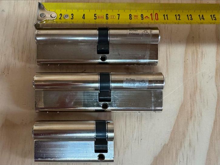 3 SKG** Cilindersloten Gelijksluitend 55/45 + 55/0, Doe-het-zelf en Verbouw, Hang- en Sluitwerk, Gebruikt, Slot, Overige materialen