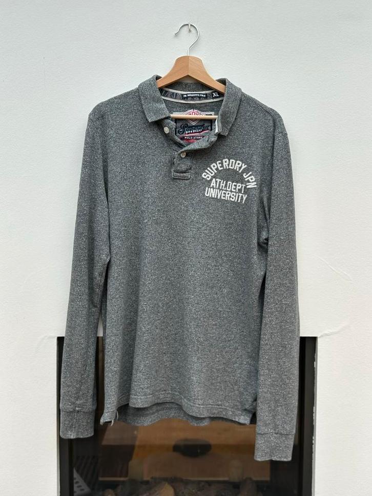 Superdry Superstate Polo Grijs XL Longsleeve, Kleding | Heren, Polo's, Gedragen, Maat 56/58 (XL), Grijs, Ophalen of Verzenden