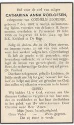 Catharina A. Roelofsen 1897 Andijk + 1956 Purmerend, 58 jr, Verzenden