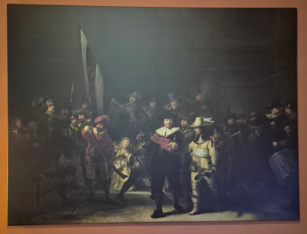 De Nachtwacht op Canvas 160x120cm Rembrandt van Rijn, Antiek en Kunst, Ophalen