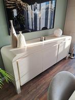 Massief eiken dressoir met gebogen ontwerp, Huis en Inrichting, Kasten | Dressoirs, Ophalen, 150 tot 200 cm, Eikenhout, Modern